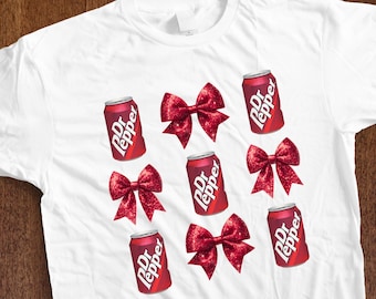 Vintage Dr Pepper Can & Glitter Bows DTF Design (Digital Download)