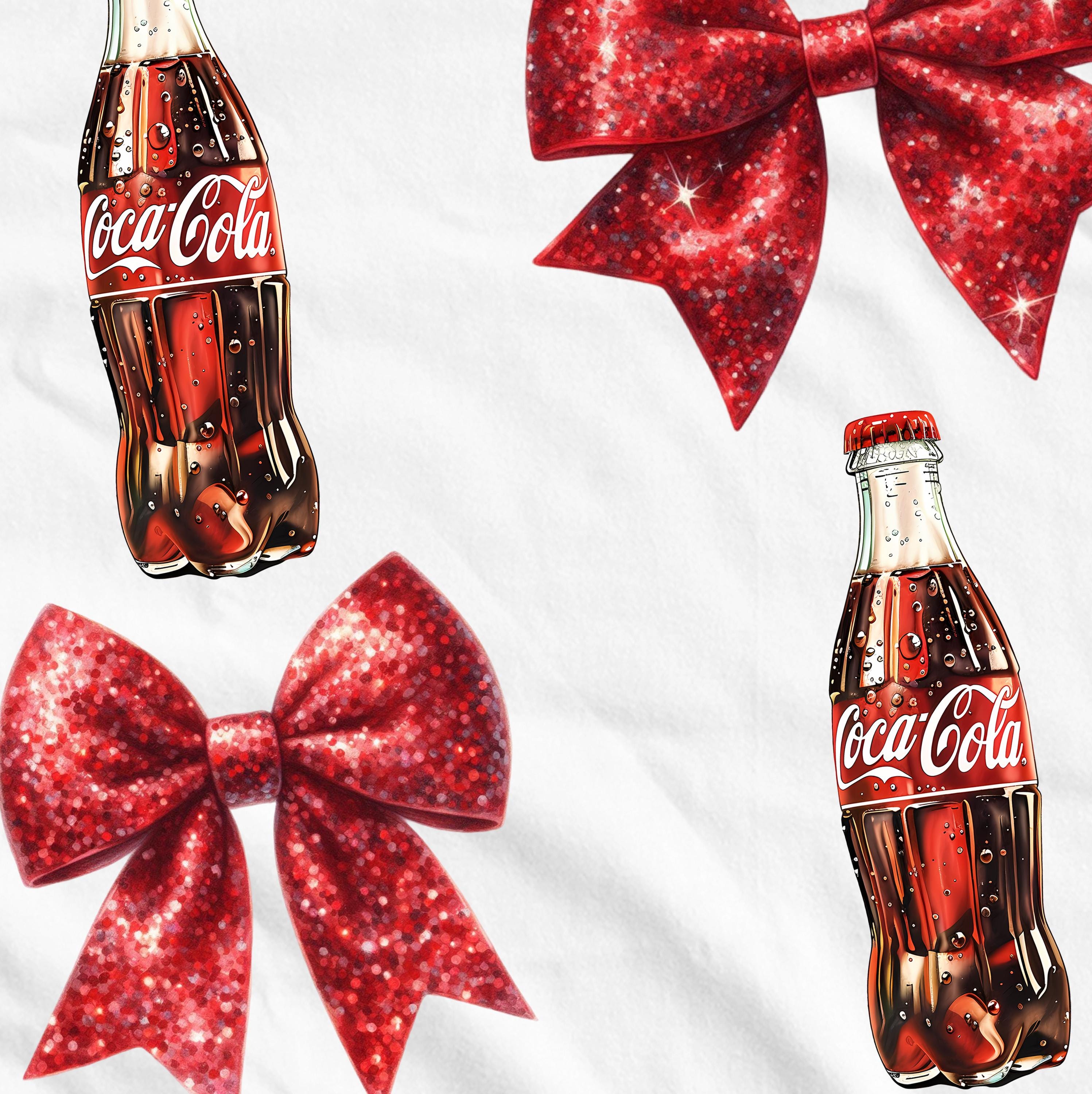 Vintage Coca-cola Graphic: Retro Bottles With Glitter Bows (digital ...