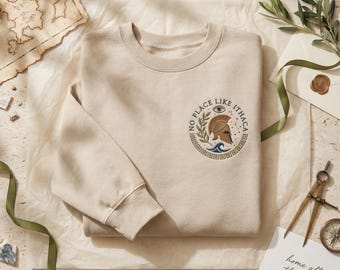Chemise No Place Like Ithaca, T-shirt mythologie grecque, sweat-shirt brodé, sweat à capuche Dark Academia, cadeau avec nom