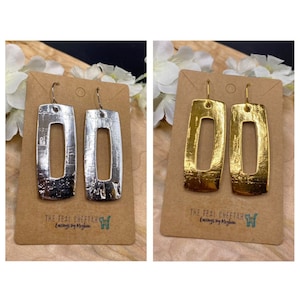 Silver or Gold Cork Leather Metallic Earrings