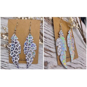 Rainbow Reflective Shimmer Leopard on White Suede Leather  display picture 3