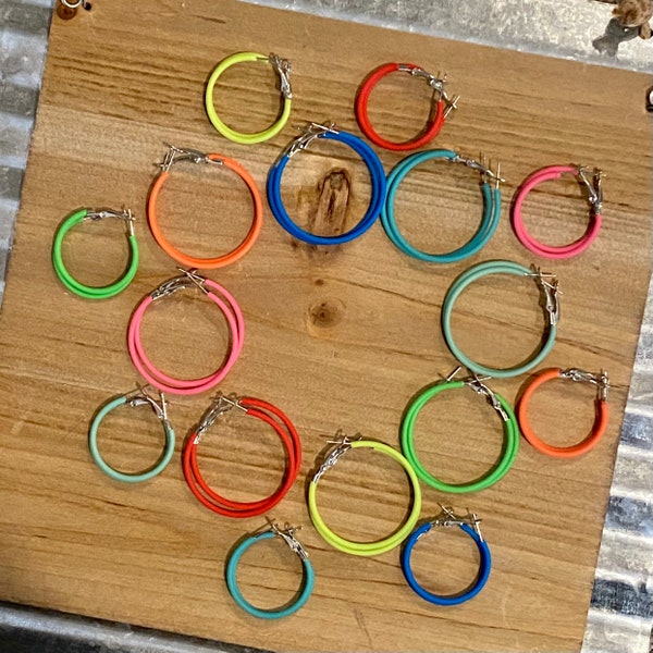 Neon Rubber Tube Hoop Earrings