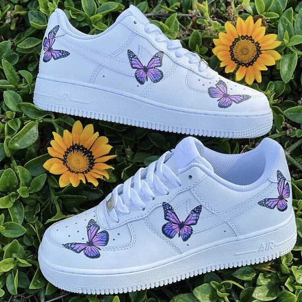 Cusom Nike Air Force One Butterflies - Purple