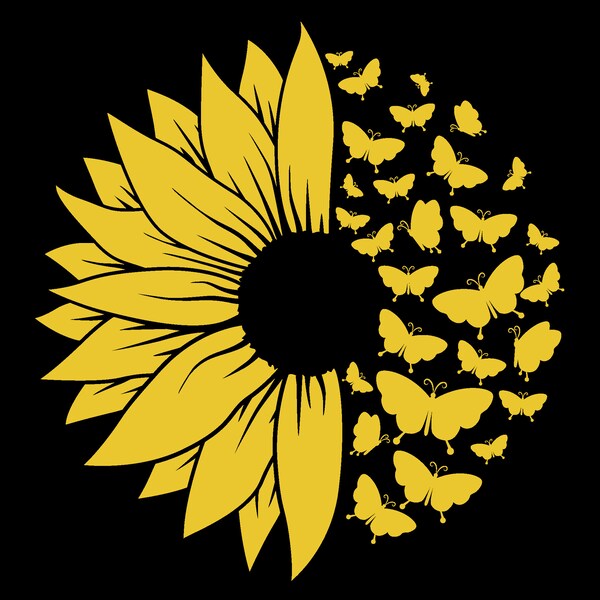 Sunflower and Butterfly Decal Etsy