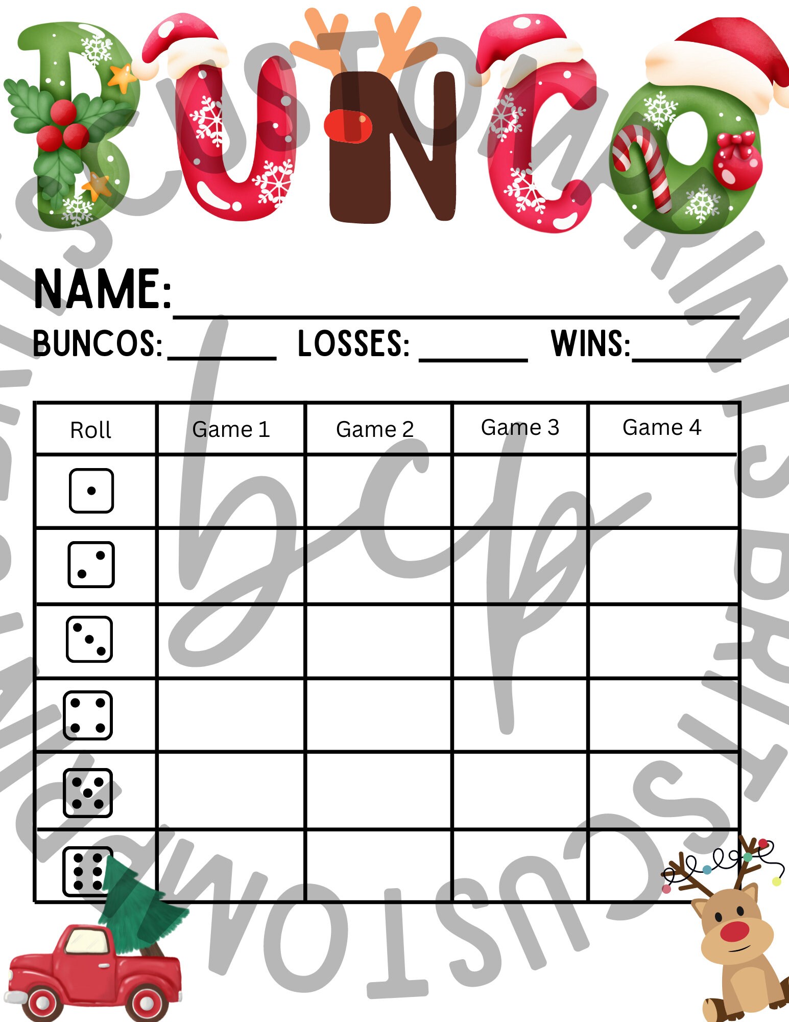 Christmas Themed Bunco Sheets Digital Download - Etsy