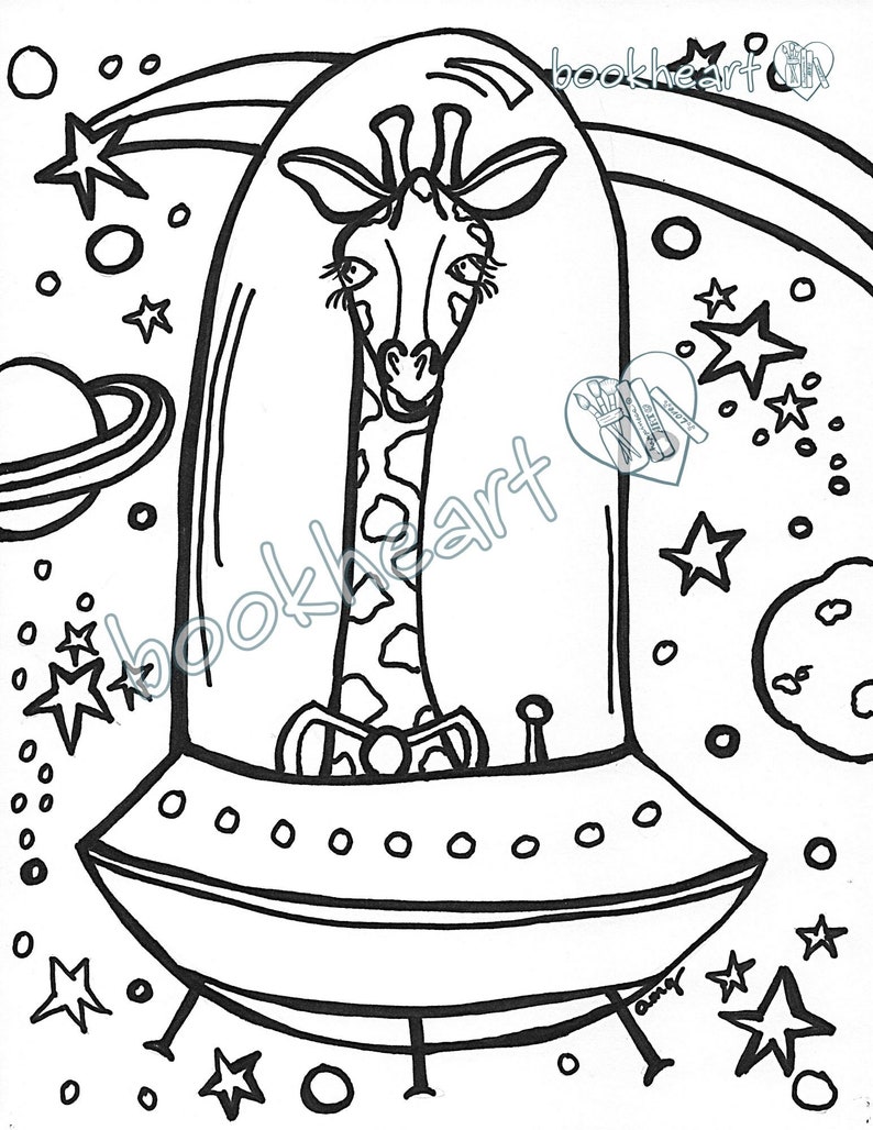 Animals in Space Coloring Pages Etsy