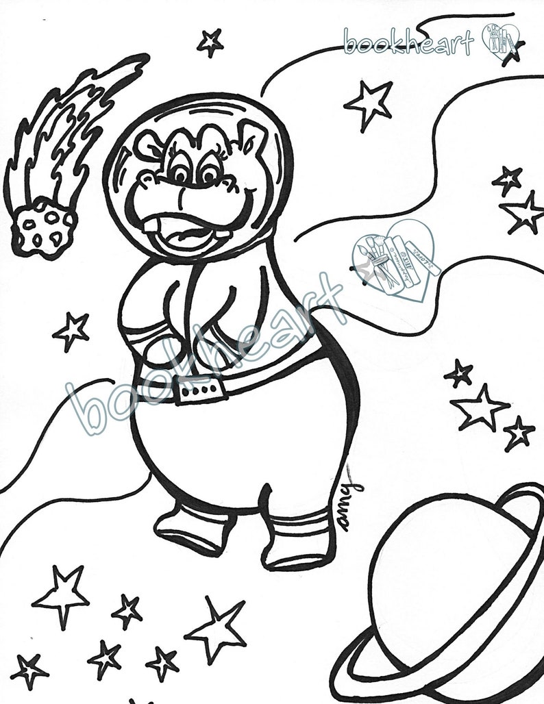 Animals in Space Coloring Pages Etsy