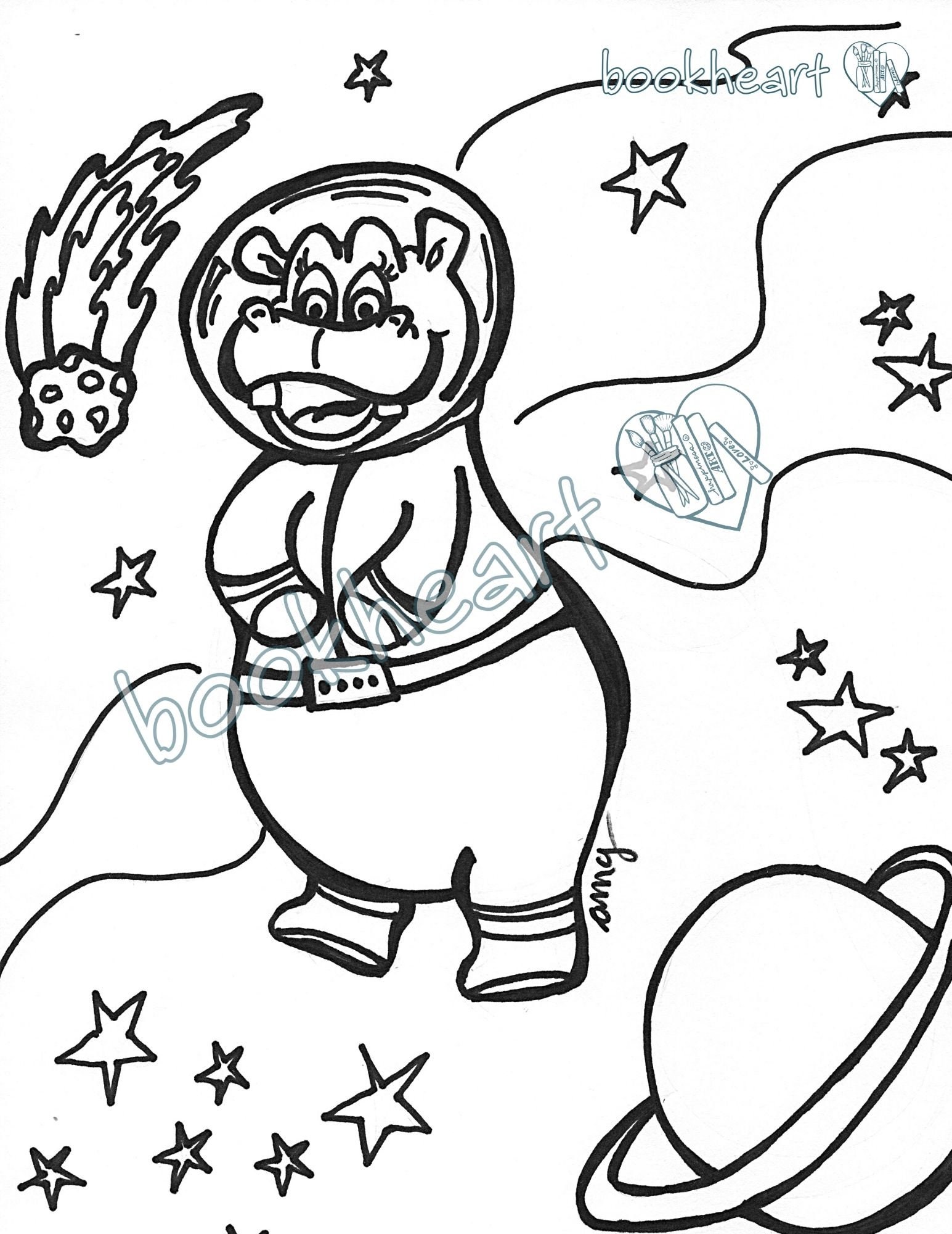 Animals in Space Coloring Pages | Etsy