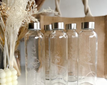 Custom Etched Glass Water Bottle