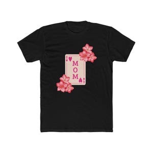 Queen of Hearts Mom tee | Playing Card Mom Shirt with Pink Flowers