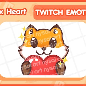 Twitch Emote / Cute Heart/Love Fox Emote / Kawaii Fox, meme emote/emoji, chibi Sub Emoji