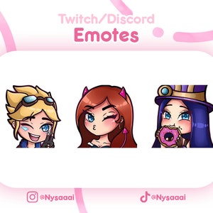 Cute ADC (Caitlyn/MissFortune/Ezreal) Premade Twitch/Discord Emote Bundle Pack [League of Legends]