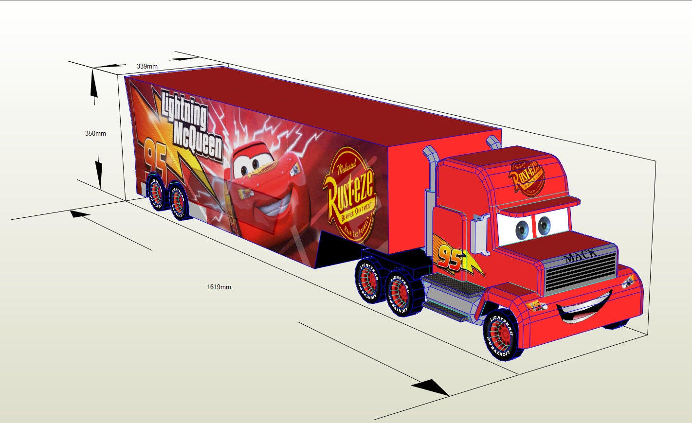 Template Mack Truck Cars With Movement 35cm. MID Poly. Printable PDF ...