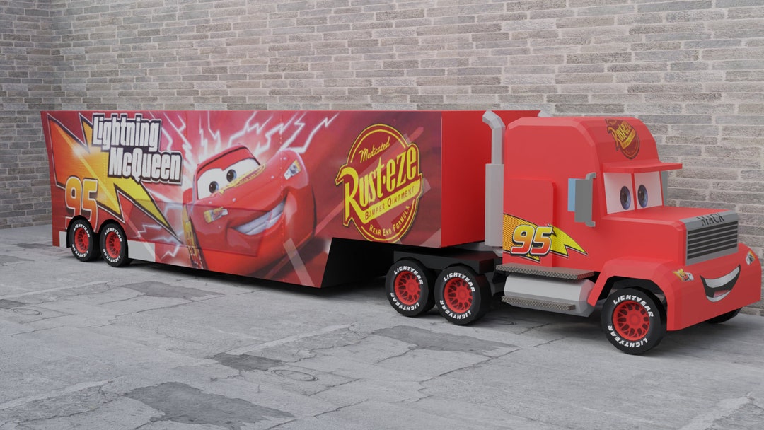 Template Mack Truck Cars With Movement 35cm. MID Poly. Printable PDF ...