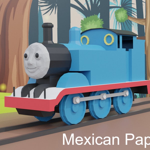 Thomas train with moving wheels/ Template PDF SVG/ Papercraft/ Candy Bowl/ Low Poly/  Craft/ Home decor