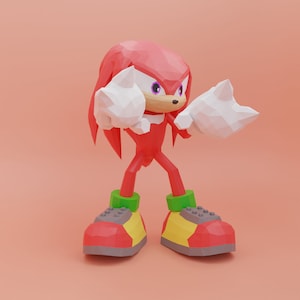 PDF, SVG Template Knuckles Papercraft. 50cm. Mid Poly DIY 3d Model, FanArt, Low Poly, Pepakura, Craft, Manualidad, Arte de Papel