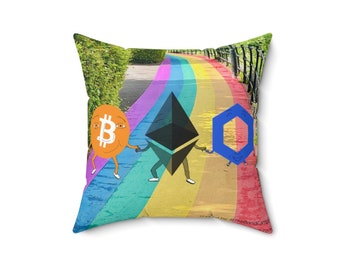 Crypto Friends Throw Pillow by The Band Famous