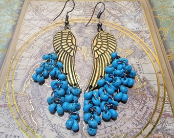 Beaded Earrings with Synthetic Turquoise