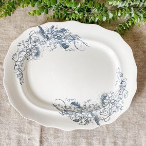 Antique Ironstone Dark Blue Transferware 15” Platter by Turner’s, England