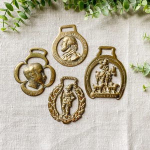 CHOICE Vintage English Horse Brass Bridle Medallions - Famous Britons
