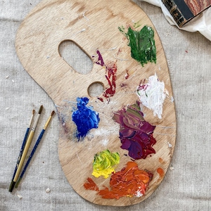 Vintage Painter&#39;s Wood Palette, 18&quot; x 10&quot;
