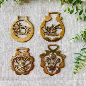 CHOICE Vintage English Horse Brass Bridle Medals - Agrarian & Flora