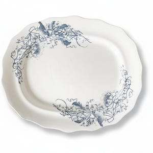 Antique Ironstone Dark Blue Transferware 15” Platter by Turner’s, England