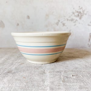 Vintage McCoy Ovenproof Blue & Pink Striped 8” Mixing Bowl