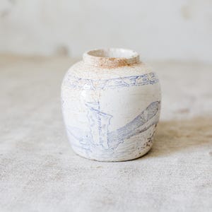 Antique 3” Blue and White Crazed Ginger Jar
