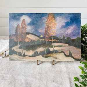 Antique Moody Night Landscape Oil Painting