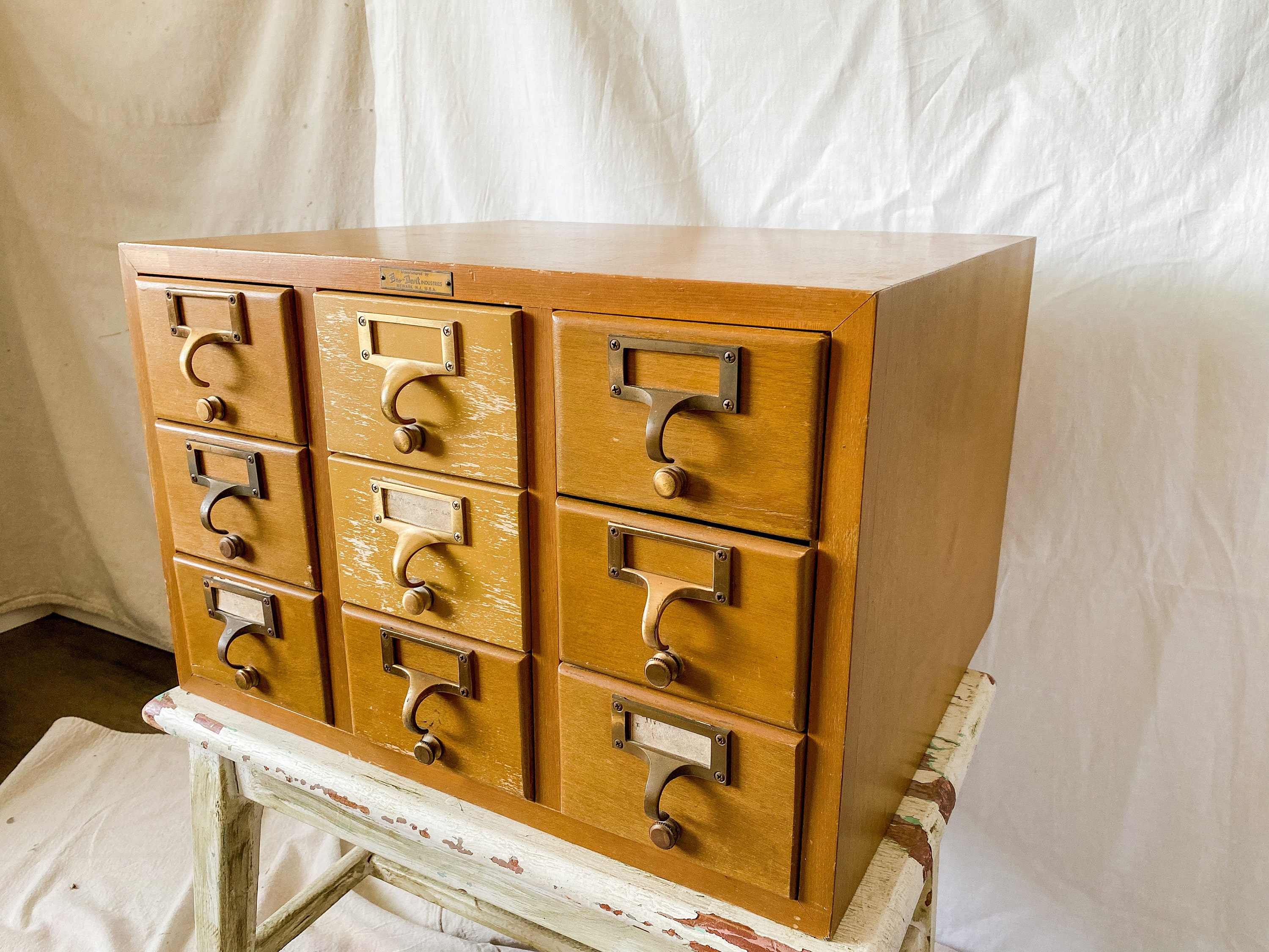Vintage BRO DART Wooden 9-Drawer Library 3x5 Index Card Catalog File  Cabinet