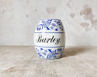 German Blue Onion Ceramic Barley Canister, c1900