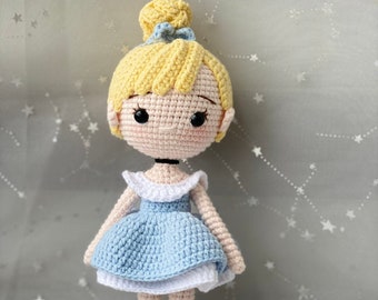 Princess Cinder crochet doll, handmade doll, Amigurumi princess doll. Gift for little girls. Finished Product