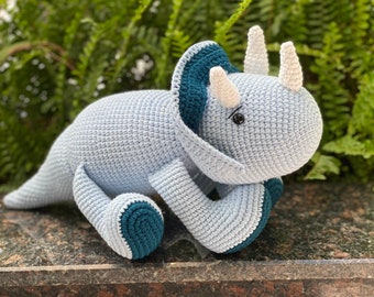 Amigurumi dinosaur, crochet dinosaur, handmade triceratops, Best gift for your son.