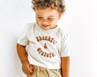 Thankful and Grateful, Thanksgiving Shirt Toddler, Thanksgiving Boy Shirt , Gender Neutral, Matching Sibling, Kids Fall T-Shirt