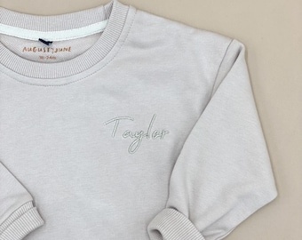 Custom Embroidered Toddler Sweatshirt, Toddler Neutral Sweaters, Embroidery Name, Personalized Kid Sweater, Childrens Crewneck