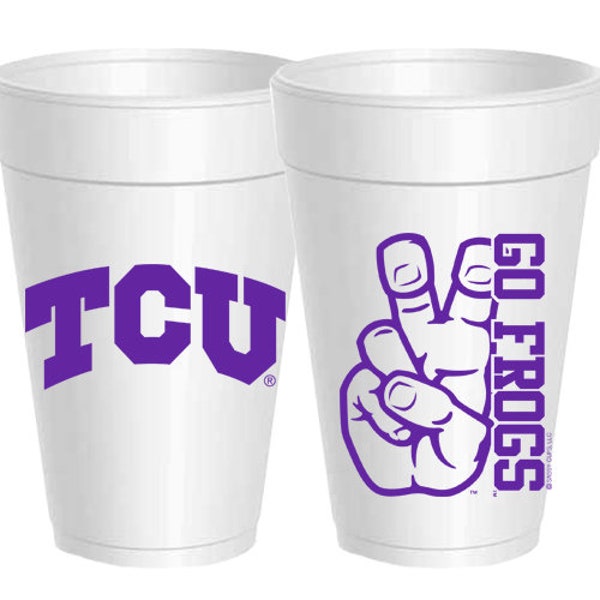 TCU Go Frogs Styrofoam Cups: 10 Pack - Ready to Ship