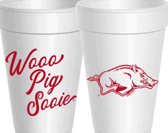 Arkansas Razorbacks Woo Pig Styrofoam Cups: 10 Pack - Ready to Ship Active**Officially Licensed by Collegiate Licensing Company**