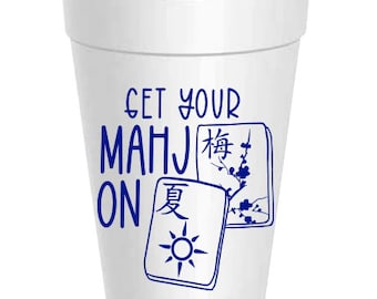Mah Jong Styrofoam Cups: 10 Pack - Ready to Ship