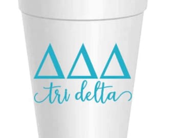 Tri Delt Styrofoam Cups: 10 Pack - Ready to Ship