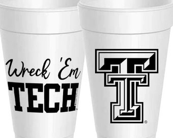 Texas Tech Wreck Em Styrofoam Cups: 10 Pack - Ready to Ship**Officially Licensed by Collegiate Licensing Company**
