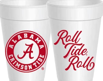 Collegiate - Roll Tide Roll  Styrofoam Cups: 10 Pack - Ready to Ship**Officially Licensed by Collegiate Licensing Company**