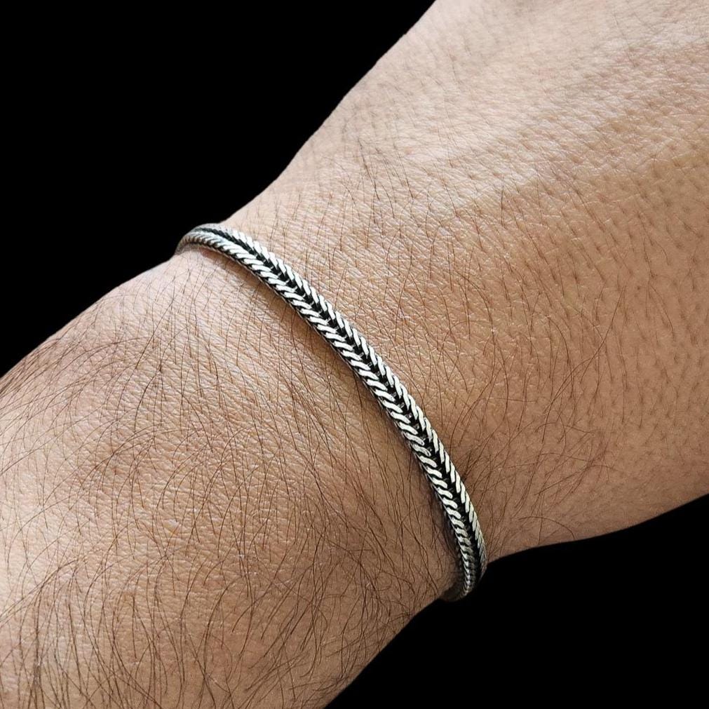 Sterling Silver Square Foxtail Bracelet: Minimalist Woven Design