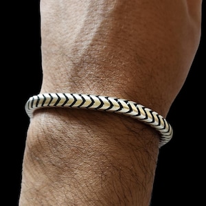 Round Franco Chain Bracelet in 925 Sterling Silver,Oxidised Matte Finish Bracelet,Thick Franco Chain Bracelet