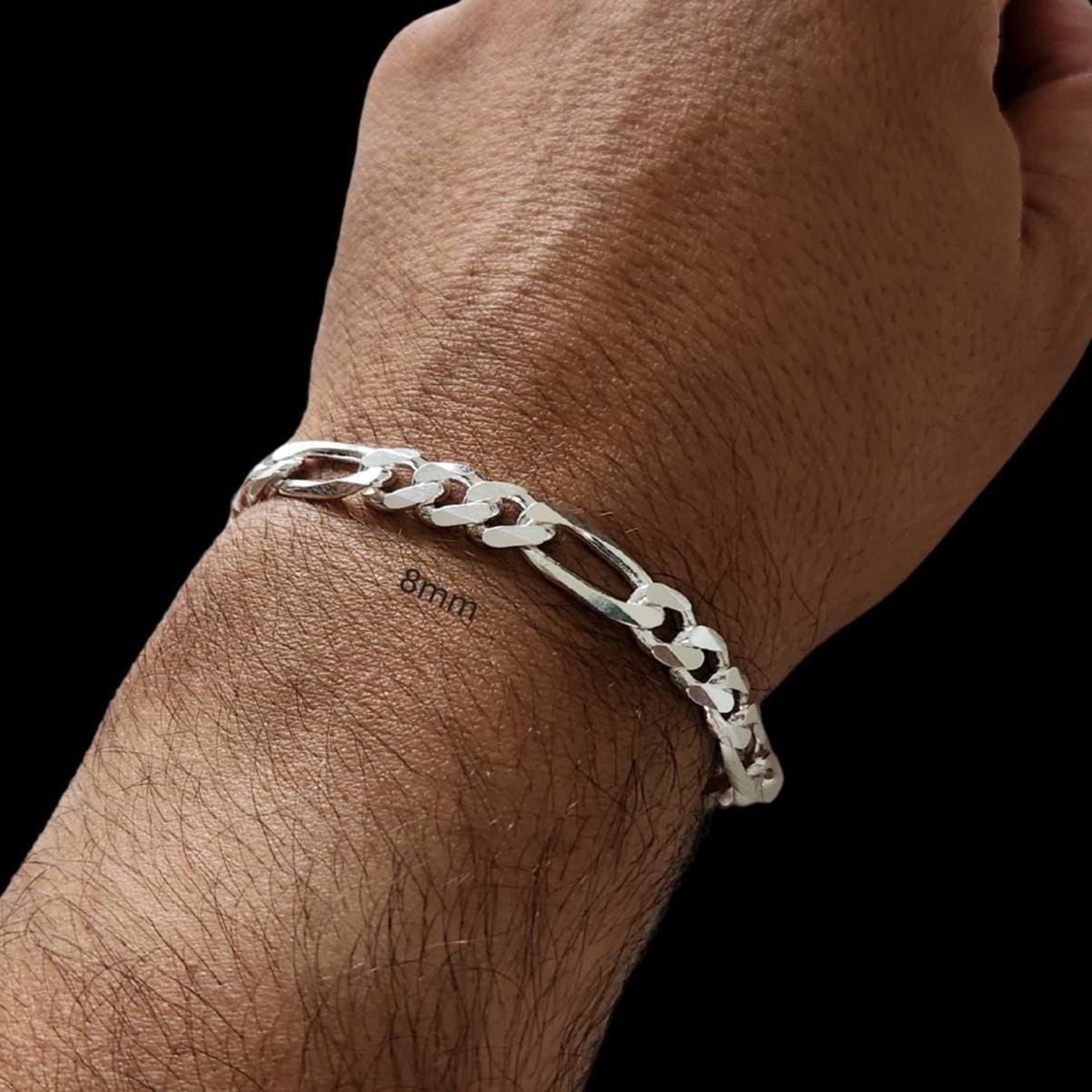 ブレスレット Figaro Chain Bracelet with A13 Logo #5946 Figaro Chain Bracelet in 925 Sterling Silver,diamond Cut
