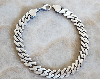 Mens Elegant Solid Silver Bracelet - Unique and Classy Oxidised Chain Design -Elegant and Stylish 925 Sterling Silver Jewelry-Perfect Gift