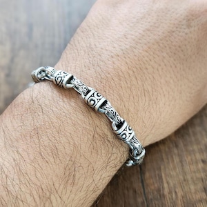 Tribal Bracelet in 925 Sterling Silver,Solid Silver Artisan Bracelet,Oxidised Silver Bracelet,Intricate Statement Jewelry