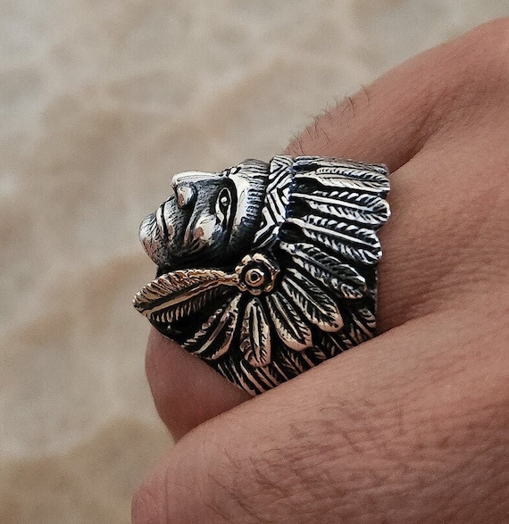 One Of The Most Unique Vintage Chief Head Sterling Silver Row Bracelet One Of The Most Unique Vintage Chief Head Sterling Silver Row Bracelet