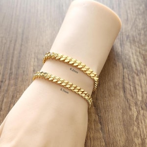 Gold Plated Cuban Bracelet: Sterling Silver Curb Chain, 5.7/6.2mm