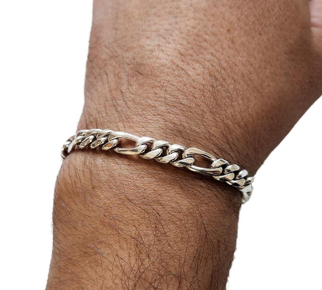 Vintage Figaro Chain Link Sterling Silver Charm Bracelet | eBay